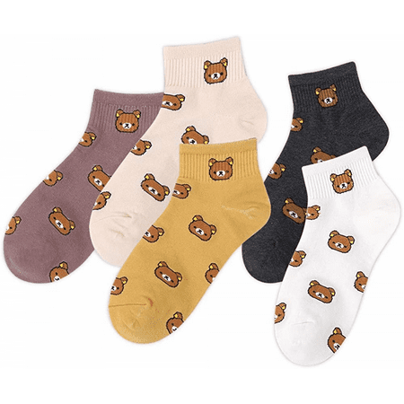 

5 Pairs Womens Novelty No Show Socks Low Cut Funny Animal Cotton Ankle Socks---Multicolour