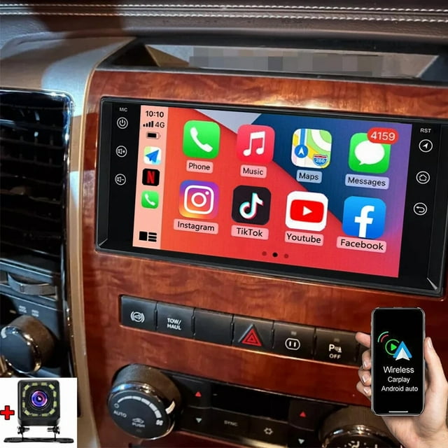 2+64GB Android 15 Car Radio Head Unit For DODGE RAM 1500 2500 3500 2009-2012 - 7 Inch IPS Screen, Support CarPlay/Android Auto + AHD Camera, Microphone, Bluetooth, FM, SWC