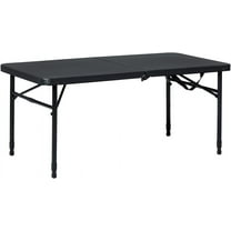 SweaTz Rich Black ，40" L x 20" W Plastic Adjustable Height Fold-in-Half Folding Table