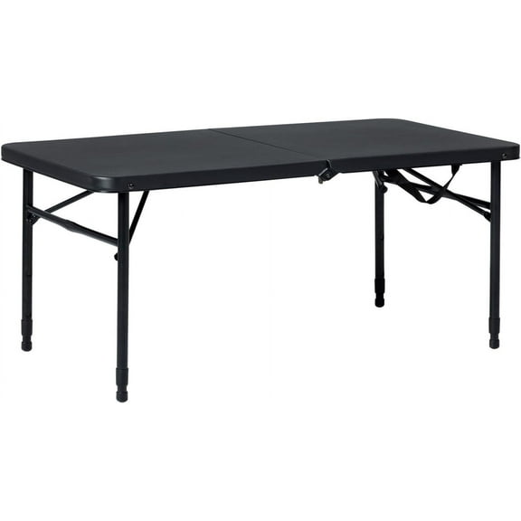 SweaTz Rich Black ，40" L x 20" W Plastic Adjustable Height Fold-in-Half Folding Table