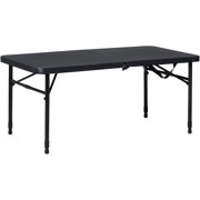 SweaTz Rich Black ,40" L x 20" W Plastic Adjustable Height Fold-in-Half Folding Table