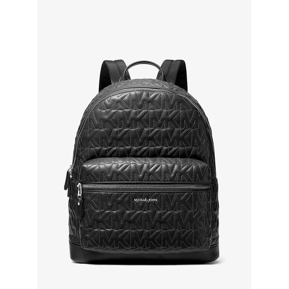 Michael Kors Mens Hudson Medium Logo Embossed Dome Backpack - Black
