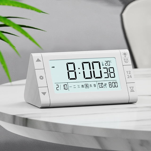 Reloj digital de escritorio, temporizador digital, multifunción, silencioso, moderno, despertador digital, reloj electrónico para niños, adultos, dormitorio, adolescentes Blanco