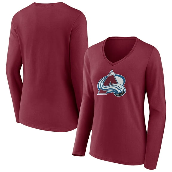 Women's Burgundy Colorado Avalanche Team Logo Long Sleeve V-Neck T-Shirt