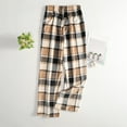 thumbnail image 4 of dgysar Women's Lounge Pants, Traditional Plaid Pattern with Side Pockets, Perfect for Matching Family Pajamas, Gifts & Festive Seasonal Wear. Light Brown L, 4 of 5