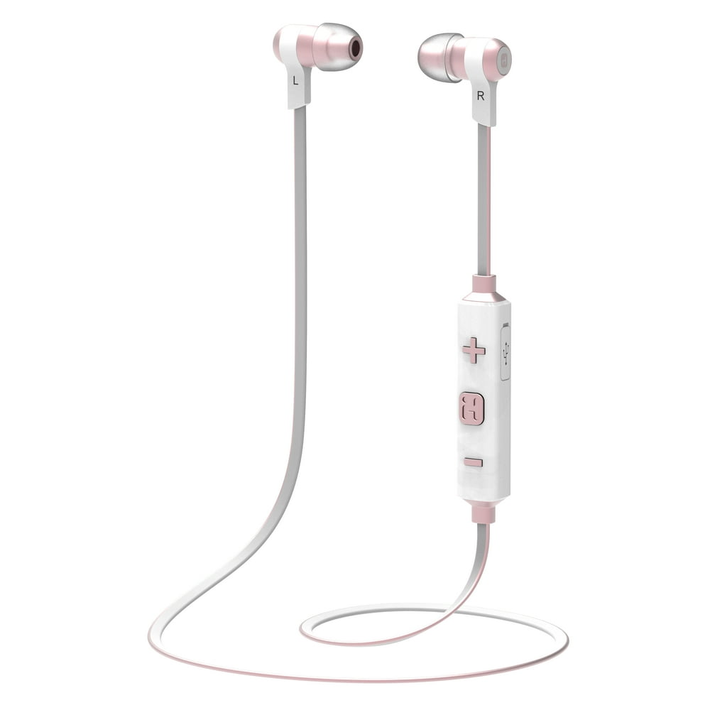 iHome iB39 Wireless Bluetooth Metal Earbuds with Mic Rose Gold
