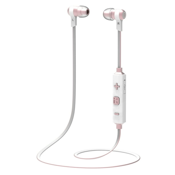 iHome iB39 Wireless Bluetooth Metal Earbuds with Mic Rose Gold