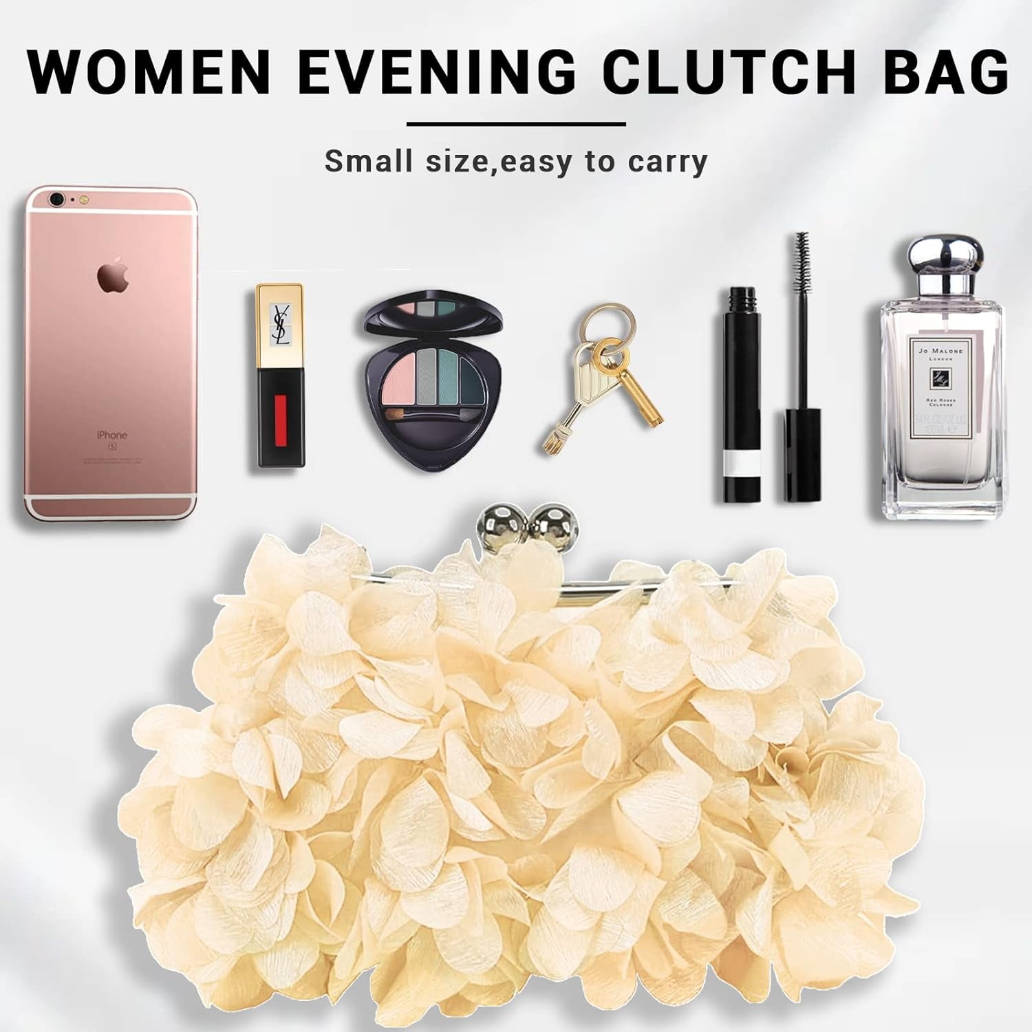Women Clutch Evening Bag Small Floral Purses with Chain for Wedding, Party, Prom