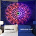 thumbnail image 4 of Póster hippie bohemio con luz negra en la oscuridad, colgante de pared para dormitorio, decoración estética de pared y habitación, 100x150cm, 4 of 5