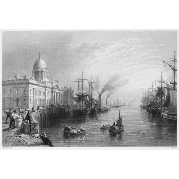 Dublin: Custom House, 1840. /Nthe Custom House. Steel Engraving, 1840, By William Henry Bartlett. Poster Print by  (24 x 36)