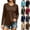 B#Brown, variant on Women's Solid Color V Neck Raglan Long Sleeve Casual Layering T Shirt Top,Brown,Women's Plus Size L