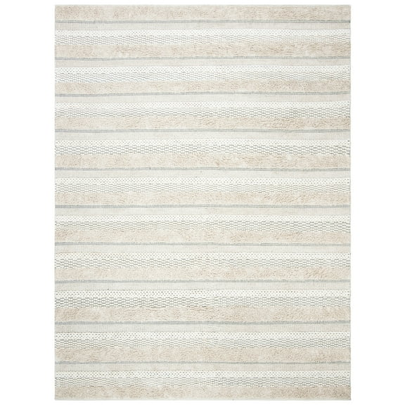 SAFAVIEH Natura Ermintrude Striped Cotton Area Rug, Ivory, 11' x 15'