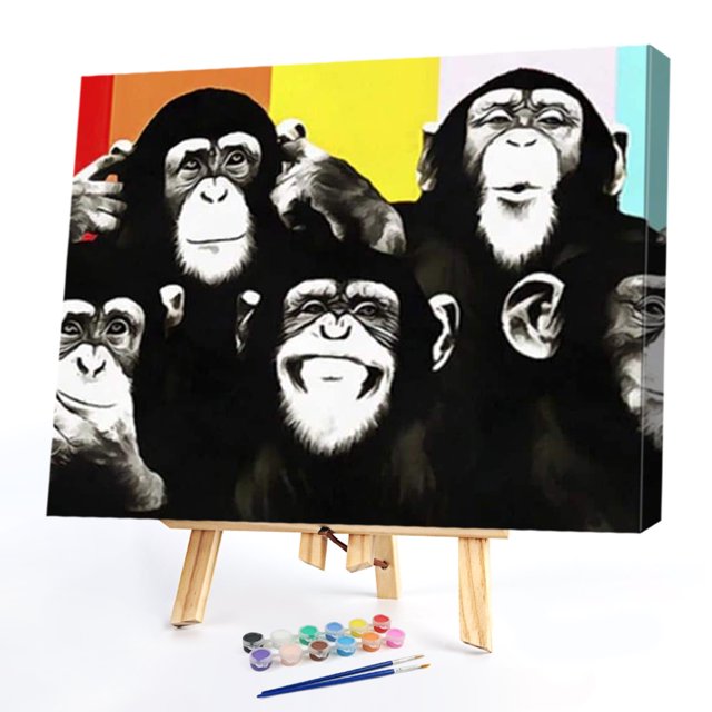 Cuadros Decorativos Pintura por números DIY gorila Animal cuadro de pared pintado a mano trabajo hecho a mano artesanía Ehuebsd embutido en tela