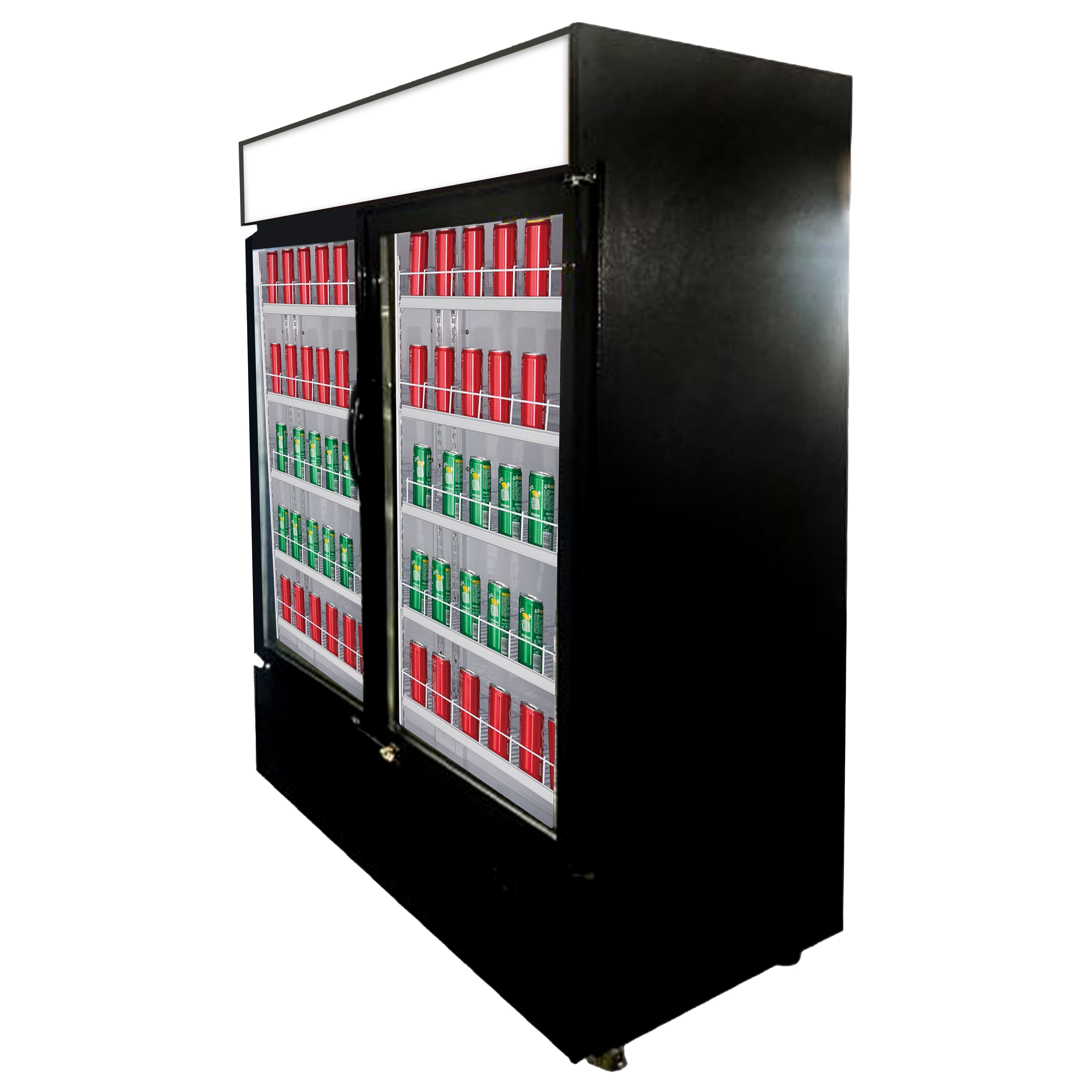 NSF 54 in. Two Glass Door Refrigerator Cooler 40 Cu.Ft. Commercial Fridge Beverage Cooler Merchandiser, Automatic Defrost ETL