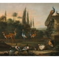 thumbnail image 3 of Abraham Jansz. Begeyn 22x20 Black Modern Framed Museum Art Print Titled - Landscape with Deer and Exotic Birds, 3 of 5