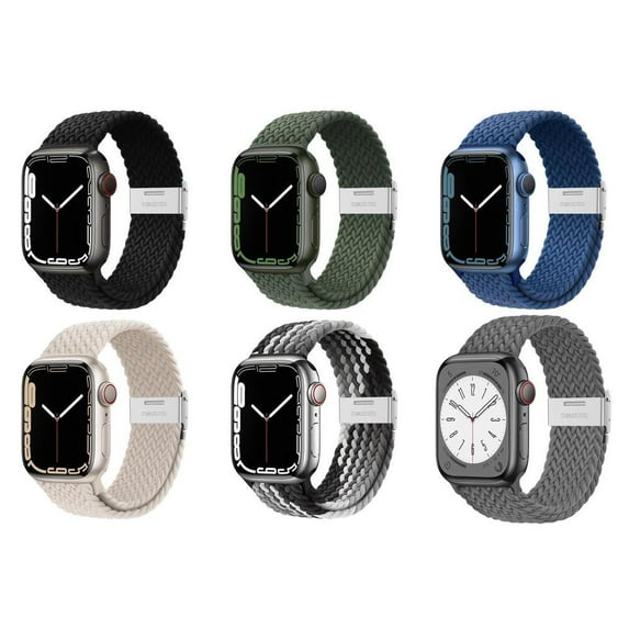 ALMNVO 6Pack Nylon Braided Solo Loop Band for Apple Watch Bands 49mm Ultra 45mm 41mm 44mm 40mm 38mm 42mm for Women Men, Adjustable Stretchy Sport Braided Strap for iWatch Series 8 7 SE 6 5 4 3 2 1