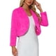 thumbnail image 4 of CHAQUETA CORTA ABIERTA INSPIRADA EN CHIC para Mujer, Bolero de Piel Sintética de Manga Larga, Abrigo de Invierno, Color Rosa Fucsia, 4 of 6