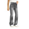 thumbnail image 6 of TIREOW Girls Daily Denim Bell Bottom Pants Slim Fit Solid Color Casual Flared Jeans Pants Elastic Waist Flared Trousers(Grey,8-9 Years), 6 of 6