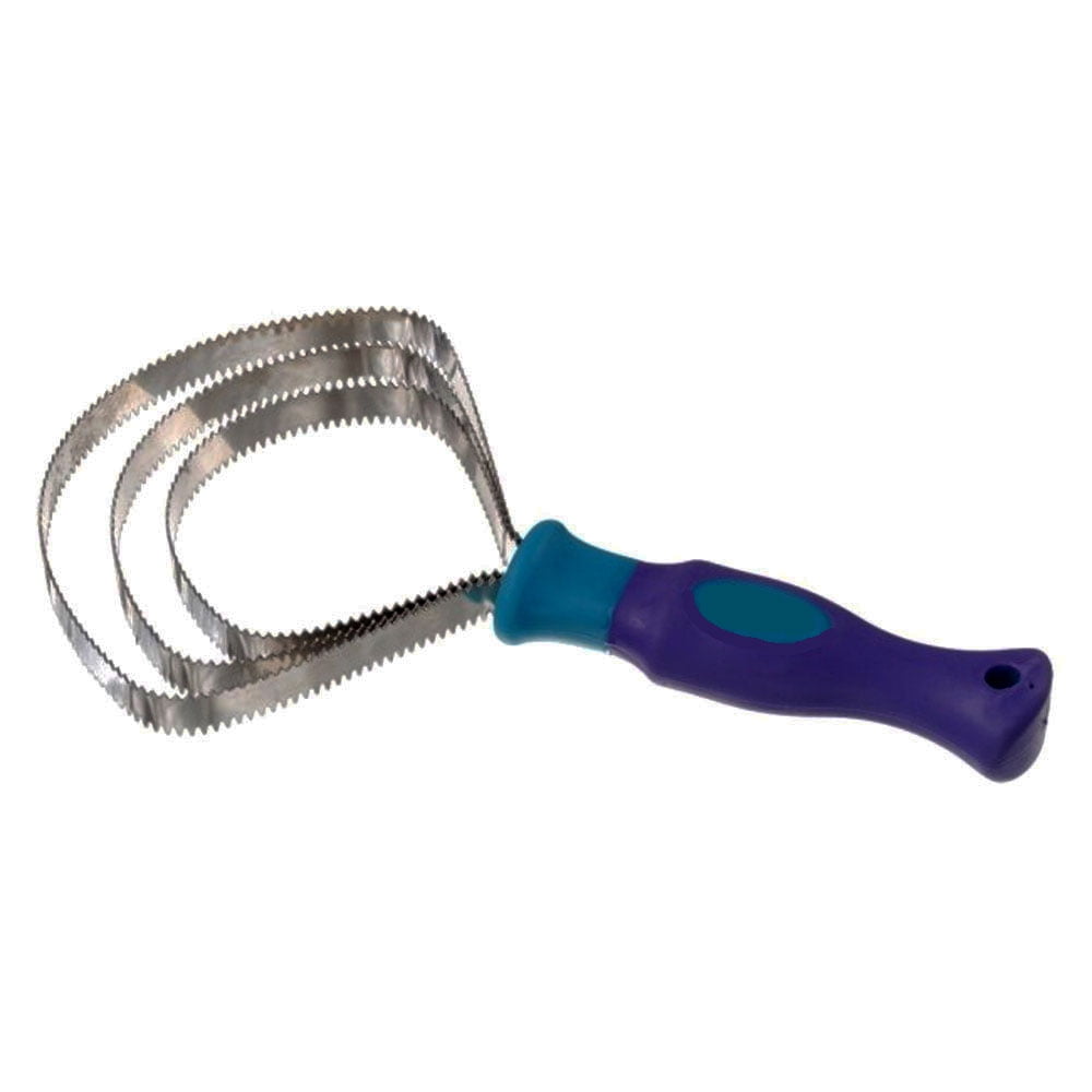 Tough 1 Horse Great Grips Metal Curry Comb Steel 3 Blade Teal Purple