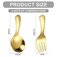 thumbnail image 2 of 4pcs Reusable Short Handle Dessert Spoon Fork Stainless Steel Kitchen Tools Small Kids Spoongolden, 2 of 5