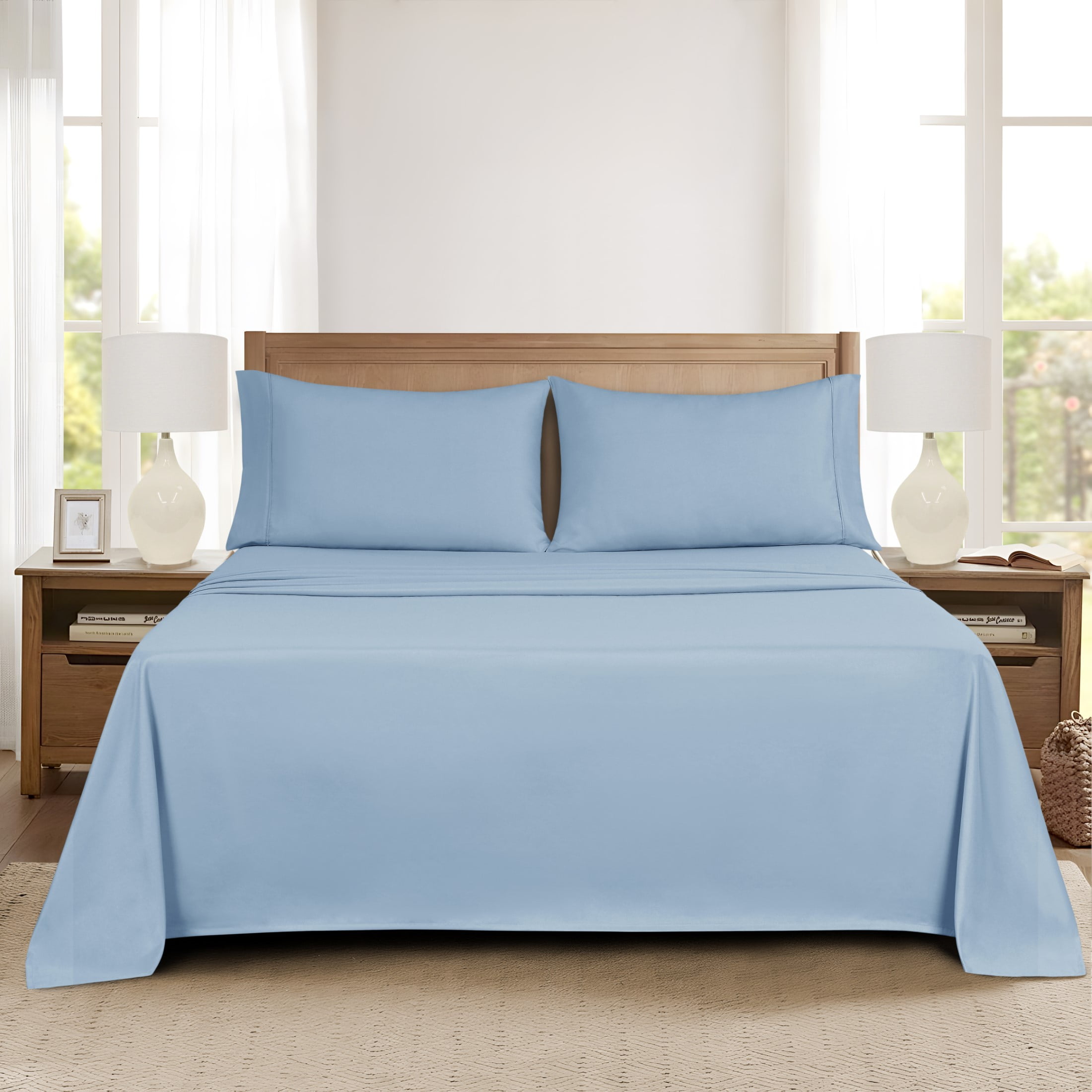 Mainstays Super Soft Brushed Microfiber Pillowcase Set, Placid Blue, Standard/Queen, 2 Piece