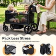 thumbnail image 2 of HARPPA Foldable Wagon Stroller for 2 Kids, Kids Wagon with Canopy, 5-Point Harness, Bench Seat, Black, 2 of 8