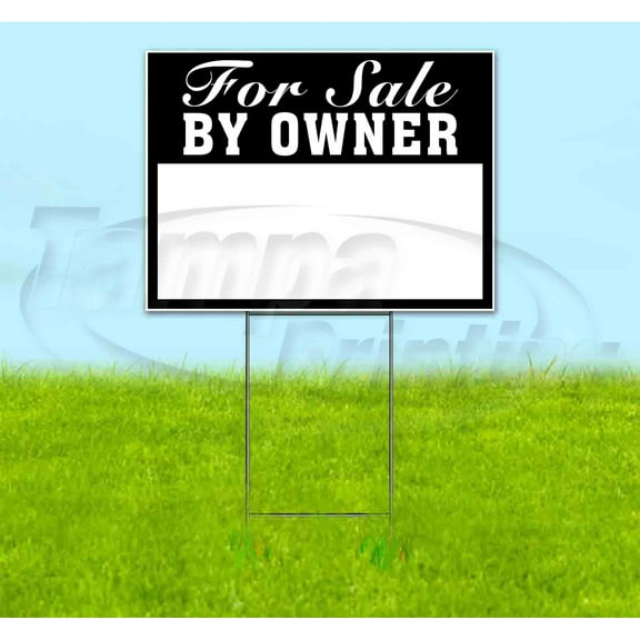 For Sale By Owner (18" x 24") Yard Sign, Includes Metal Step Stake