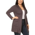 thumbnail image 2 of Women's Plus Size Casual Long Sleeve Loose Fit Solid Side Pockets Open Cardigan, 2 of 5