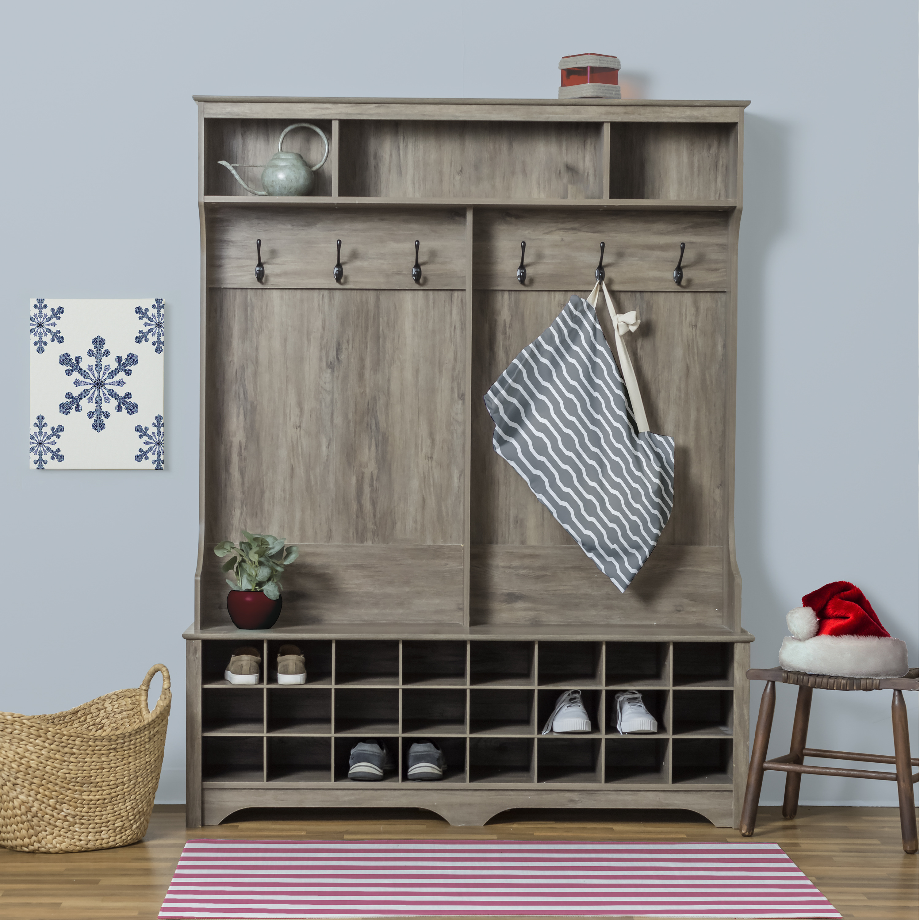 Simply Daisy Nuts & Bolts Geometric 28 x 36 in Grey Laundry Bag