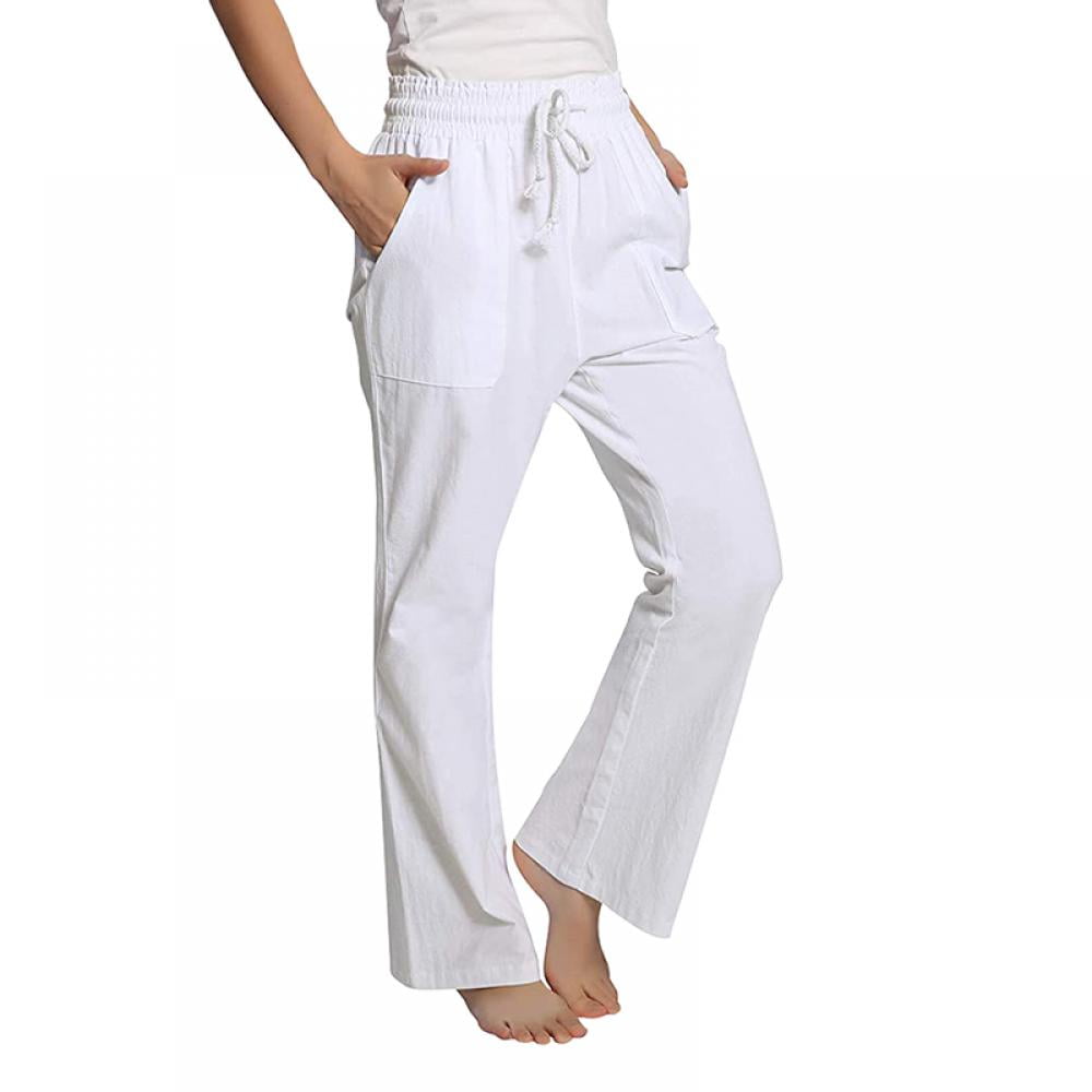 Women's Elastic Waist Cotton Pants with 