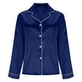 thumbnail image 5 of Maplenight Satin Silk Shirts for Women Long Sleeve Button Down Shirt Casual Lapel Pajamas Tops, 5 of 8