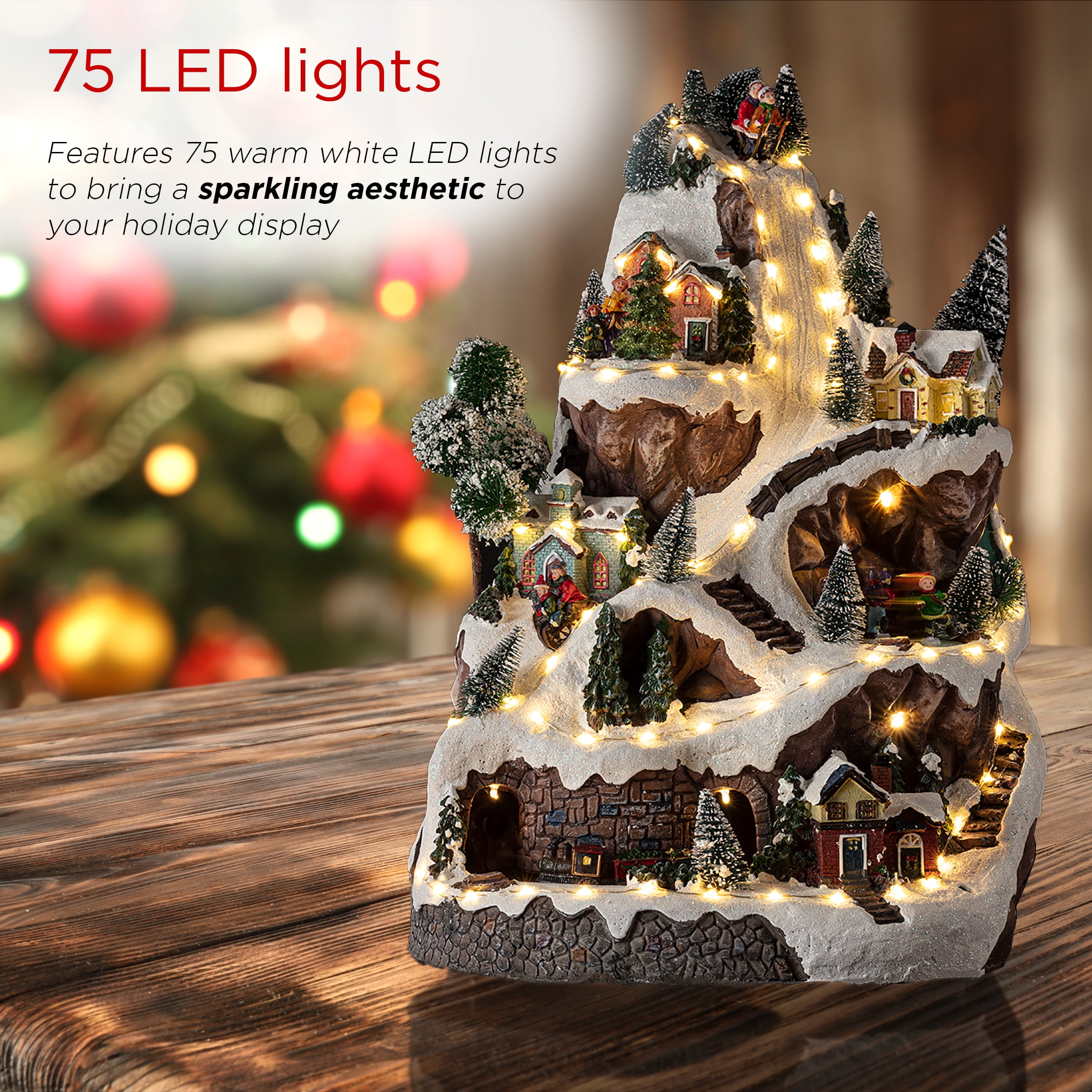 Alpine Corporation Animated Winter Wonderland Set with LED Light and Music