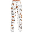 thumbnail image 7 of OIOLOYJM Halloween Pajama Pants Women Ghost Print Wide-Leg Cute Sleeping Comfortable Pajama Bottoms Party Stretchy Yoga Elastic Waist Sweat Pants Orange L, 7 of 7