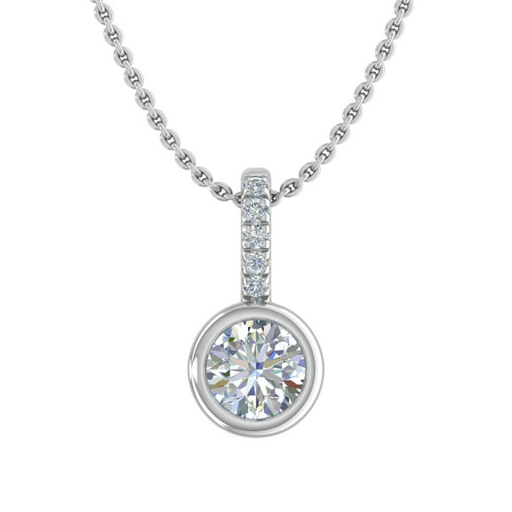 1/4 Carat Diamond Solitaire Pendant Necklace in 14K White Gold (Included Silver Chain)