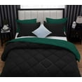 thumbnail image 6 of D.N.G. BEDDINGS 5 Piece Luxury Reversible Diamond Pattern Comforter Set Premium Super Soft, All Season 800 TC, 100% Egyptian Cotton Full/Queen Size Teal Green/Black Solid Color, 6 of 7