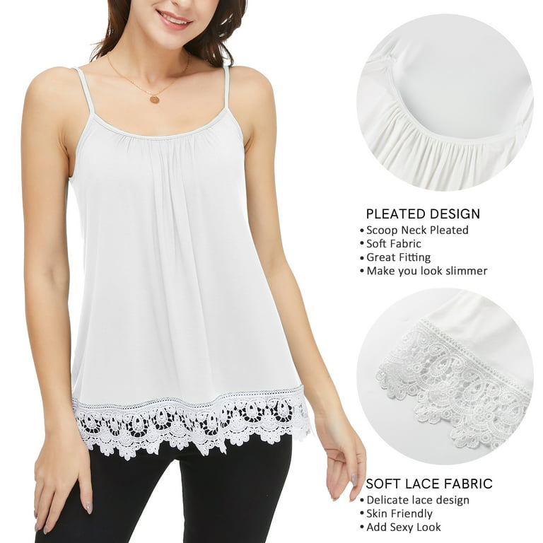 Women Swing Lace Flowy Tank Top with Built in Bra Camisole Dress Blouse  Shirt US