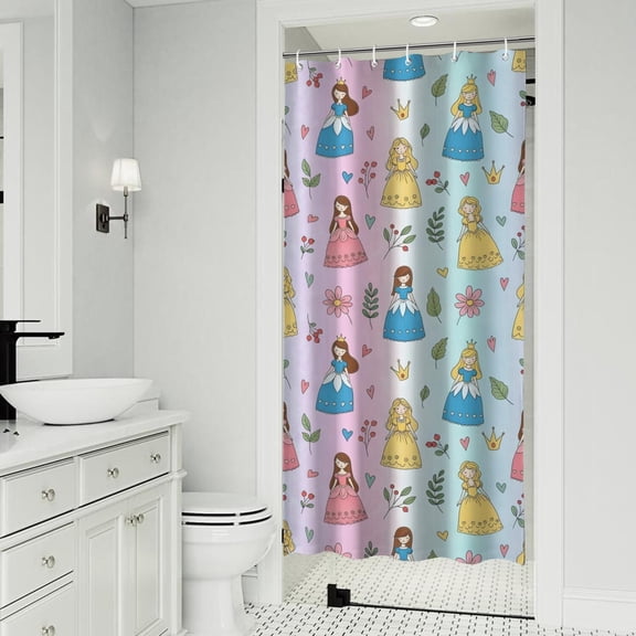 Rainbow Princess Flower Pattern Shower Curtain 36"x72" ,Bathroom Decorative Shower Curtains Set with 12 Hooks,Modern Waterproof Washable Shower Curtain