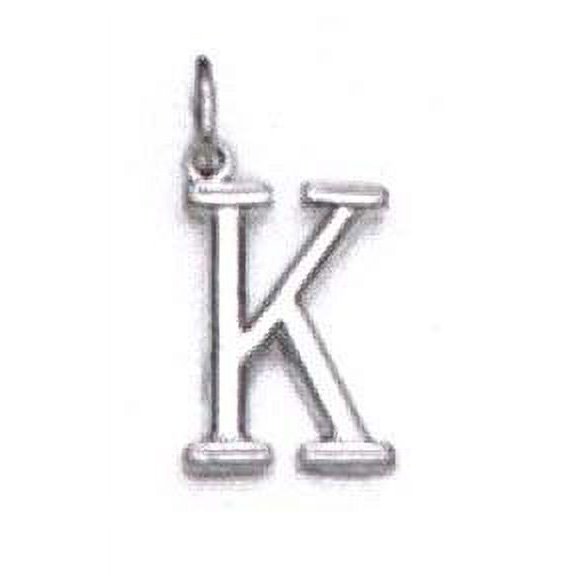 14k White Gold Initial K Pendant 11/16 Inch Long