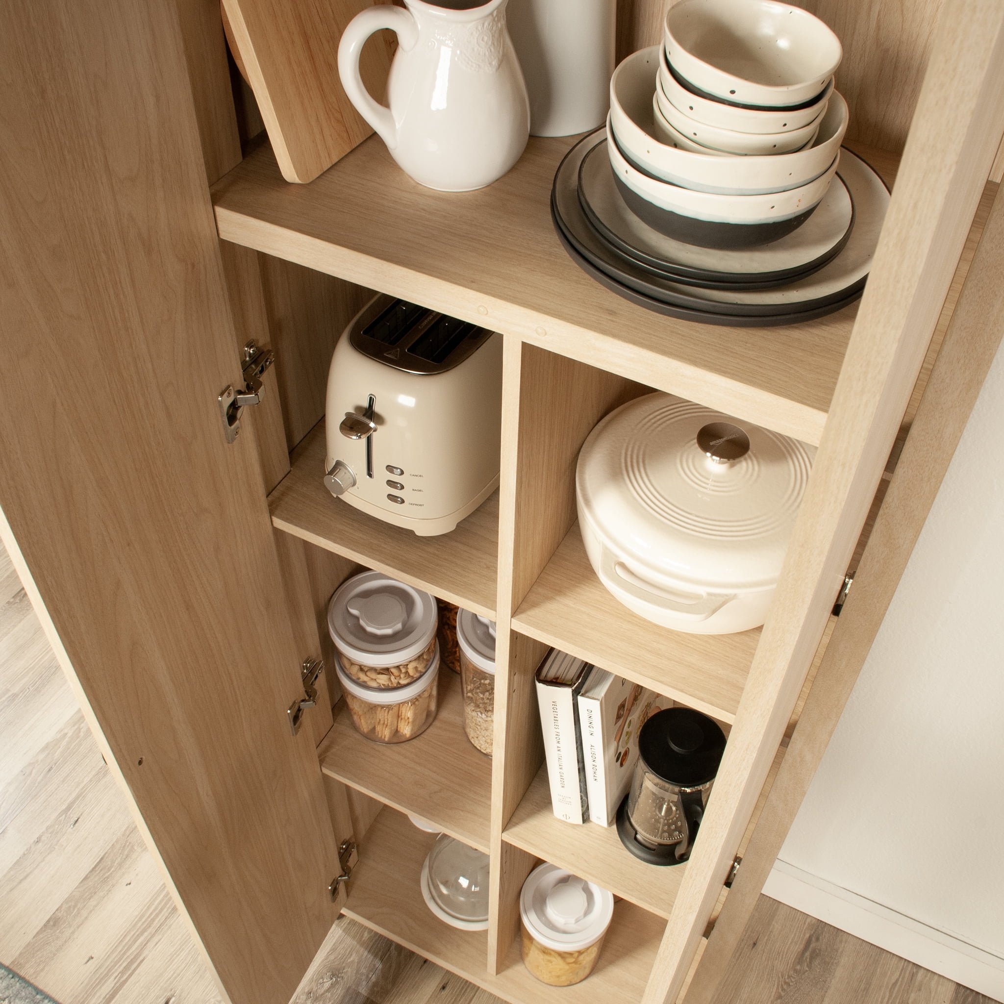 Mainstays Westley 2 Door Pantry, Spring Pine Finish