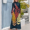 thumbnail image 4 of Fern Leaves Gradient Print Women's Long Dress Long Sleeves Dress Vintage Dresses Party Maxi Dress High Waist Dress, 4 of 4