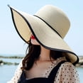 thumbnail image 4 of SikaFu Large Big Wide Brim Hat Women Solid Summer Sun Hat Ladies Packable Floppy Straw Hat Women Beach Cap Female Dome Beach Hat, 4 of 5