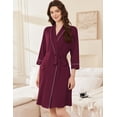 thumbnail image 2 of Ekouaer Women Robes Shawl Collar Bathrobe Short Kimono Robe Soft Knit Bathrobes Ladies Sleepwear with Pockets, 2 of 6