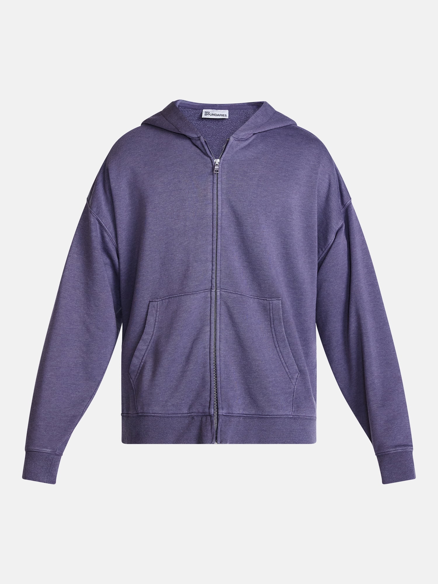 No Boundaries Boxy Oversized Fit Fleece Zip Hoodie Sweatshirt with Long Sleeves, Men's XS-4XLT