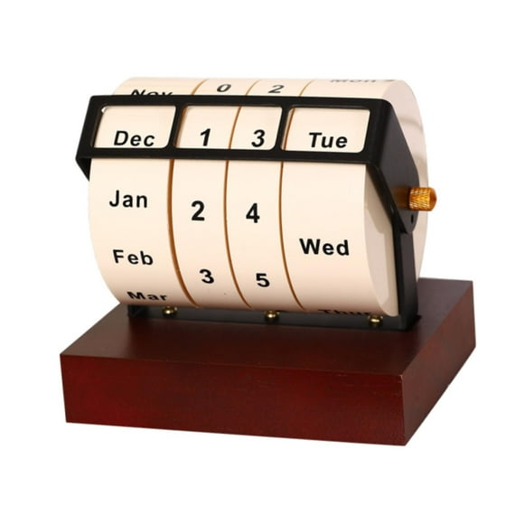 Calendario de escritorio rotatorio con soporte de madera, decoración del hogar, calendario de mesa, mes, semana, fecha, día, exhibición para