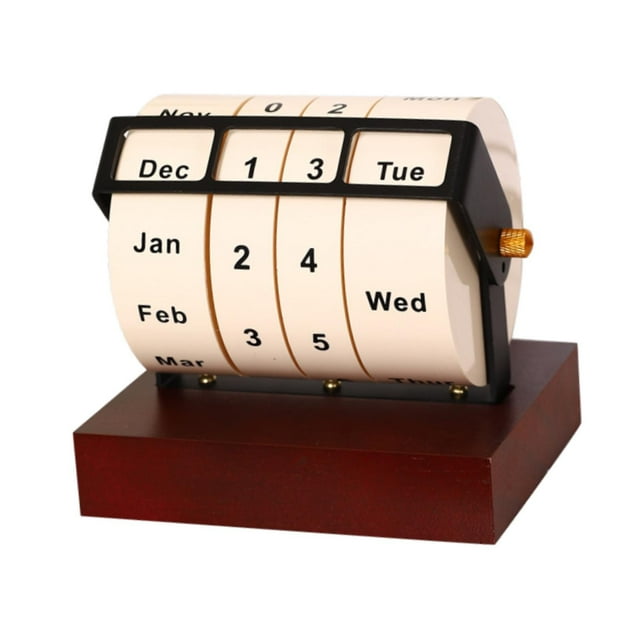Calendario de escritorio rotatorio con soporte de madera, decoración del hogar, calendario de mesa, mes, semana, fecha, día, exhibición para