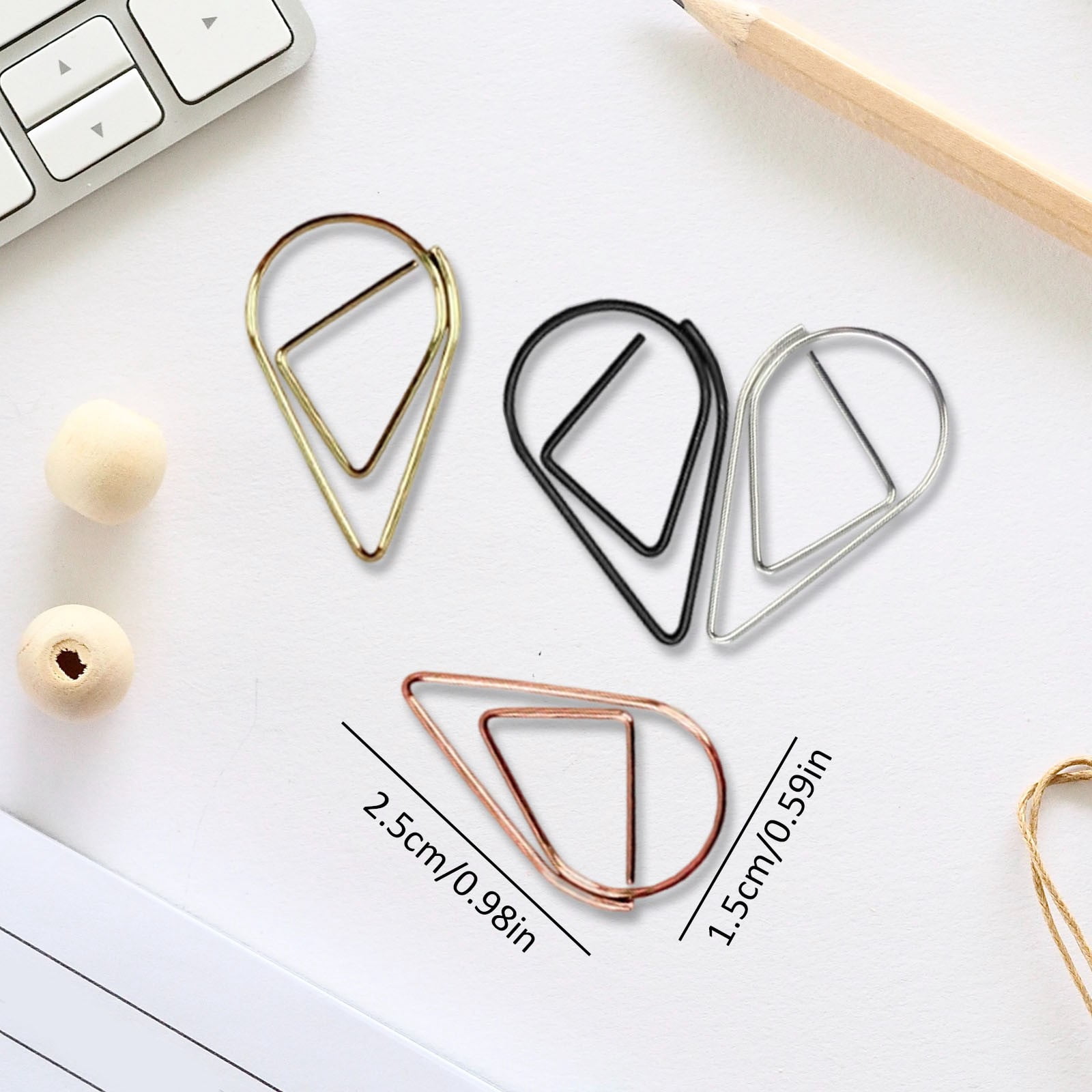 Cute Paper Clip,Stainless Steel Drop-Shaped Paper Clips,Rust