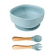 thumbnail image 5 of KIT PARA BEBÉ Tazón, plato 4 divisiones y tapa adheribles a superficies lisas, vaso, popote y 2 tapas, babero ajustable anti derrame, cubiertos de madera y silicón grado alimenticio y libre de BPA., 5 of 6