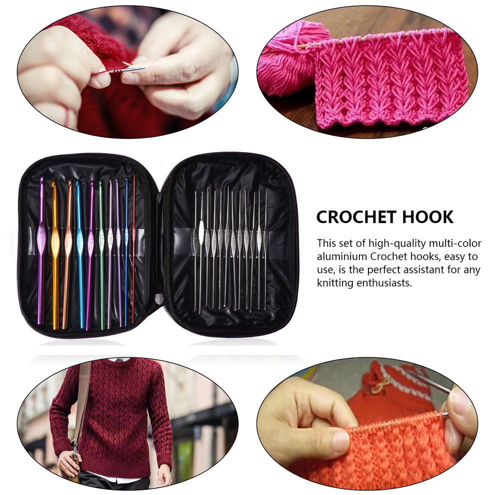 22pcs Crochet Hooks Kit Yarn Knitting Needles Sewing Tool Ergonomic Grip Set 