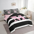 thumbnail image 3 of Feelyou Pink Glitter M Bedding Comforter Set 7 Pieces, Initial Letter A to Z Full Bedding Set, Kawaii Cartoon Style Reversible Fitted Sheet Flat Sheet, Luxury Bedroom Decor, 3 of 7