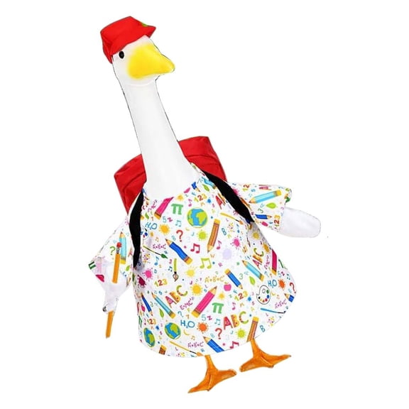 Whimsical Dressed Porch Geese Statue Sculpture Crafted from Polyester Cement Fit for Yard And Entryway Campus Decoration